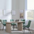 Bern Fluted Oak Effect Dining Set - Corona Green Fabric Chairs