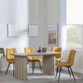 Bern Fluted Oak Effect Dining Set - Corona Yellow Fabric Chairs