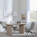 Bern Fluted Oak Effect Dining Set - Diego Beige Leather Swivel Dining Chair