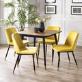 Findlay Dining Set - Walnut - 4 Seater - 90cm - Square - 4 Delaunay Yellow Chairs