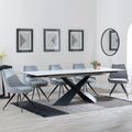Hayden White Ceramic Extending Dining Set - Arctic Grey Velvet Fabric Swivel Dining Chair