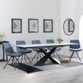 Hayden White Ceramic Extending Dining Set - Boden Dark Grey Fabric Swivel Dining Chair