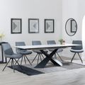 Hayden White Ceramic Extending Dining Set - Boden Grey Fabric Swivel Dining Chair