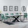 Hayden White Ceramic Extending Dining Set - Corona Green Fabric Dining Chair