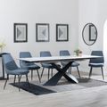 Hayden White Ceramic Extending Dining Set - Darwin Dark Grey Fabric Dining Chair