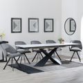 Hayden White Ceramic Extending Dining Set - Ion Dark Grey Velvet Fabric Swivel Dining Chair