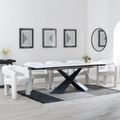 Hayden White Ceramic Extending Dining Set - Kiefer Cream Boucle Fabric Dining Chair