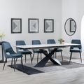 Hayden White Ceramic Extending Dining Set - Peyton Blue Fabric Dining Chair