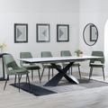 Hayden White Ceramic Extending Dining Set - Peyton Green Fabric Dining Chair