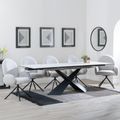 Hayden White Ceramic Extending Dining Set - Theo Grey Fabric Swivel Dining Chair