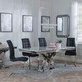 Lisbon Grey Marble and Chrome Dining Set - Jamison Black Faux Leather Dining Chair