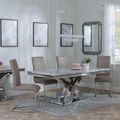 Lisbon Grey Marble and Chrome Dining Set - Roma Beige Faux Leather Dining Chair