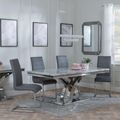 Lisbon Grey Marble and Chrome Dining Set - Roma Grey Faux Leather Dining Chair
