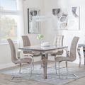 Louis 4 Seater Grey Marble and Chrome Square Dining Set - 4 Jamison Beige Faux Leather Dining Chair