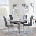 Louis 4 Seater Grey Marble and Chrome Square Dining Set - 4 Jamison Grey Faux Leather Dining Chair