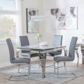 Louis 4 Seater Grey Marble and Chrome Square Dining Set - 4 Roma Grey Faux Leather Dining Chair
