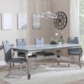 Louis Grey Marble and Chrome Dining Set - Bianco Grey Faux Leather Dining Chair