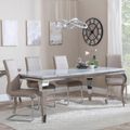 Louis Grey Marble and Chrome Dining Set - Roma Beige Faux Leather Dining Chair