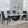 Madrid White Marble Dining Set - Cadiz Black Leather Dining Chair