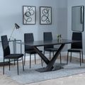 Maldon Black Ceramic Dining Set - Lido Black Fabric Dining Chair with Black Legs