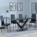 Maldon Black Ceramic Dining Set - Metro Black Leather Dining Chair with Black Legs