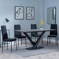 Maldon Grey Ceramic Dining Set - Lido Black Fabric Dining Chair with Black Legs