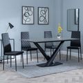 Maldon Grey Ceramic Dining Set - Metro Black Leather Dining Chair with Black Legs