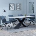 Merlin White Ceramic Dining Set - Boden Dark Grey Fabric Swivel Dining Chair
