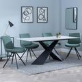 Merlin White Ceramic Dining Set - Boden Green Fabric Swivel Dining Chair