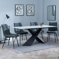 Merlin White Ceramic Dining Set - Corona Light Grey Fabric Dining Chair