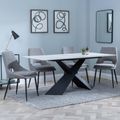 Merlin White Ceramic Dining Set - Peyton Grey Fabric Dining Chair