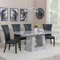 Milan Grey Marble Dining Set - Cadiz Black Leather Dining Chair