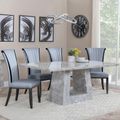 Milan Grey Marble Dining Set - Cadiz Grey Leather Dining Chair