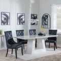 Milan White Marble Dining Set - Carmela Black Leather Dining Chair