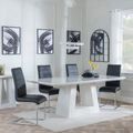 Milan White Marble Dining Set - Roma Black Faux Leather Dining Chair