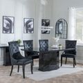 Naples Black Marble Dining Set - Carmela Black Leather Dining Chair