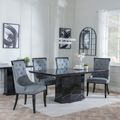 Naples Black Marble Dining Set - Carmela Grey Leather Dining Chair