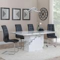 Naples White Marble Dining Set - Jamison Black Faux Leather Dining Chair