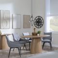 Palma Oak Oval Dining Set - Ace Grey Fabric Swivel Dining Chair