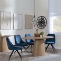 Palma Oak Oval Dining Set - Arctic Blue Velvet Fabric Swivel Dining Chair