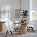 Palma Oak Oval Dining Set - Arctic Cream Velvet Fabric Swivel Dining Chair
