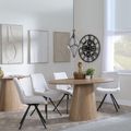 Palma Oak Oval Dining Set - Boden Cream Fabric Swivel Dining Chair