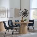 Palma Oak Oval Dining Set - Corona Light Grey Fabric Dining Chairs