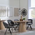 Palma Oak Oval Dining Set - Ion Dark Grey Velvet Fabric Swivel Dining Chair