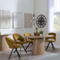 Palma Oak Oval Dining Set - Ion Mustard Velvet Fabric Swivel Dining Chair