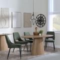 Palma Oak Oval Dining Set - Peyton Green Fabric Dining Chair