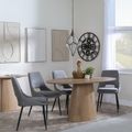 Palma Oak Oval Dining Set - Peyton Grey Fabric Dining Chair