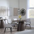 Palma Walnut Oval Dining Set - Ace Beige Fabric Swivel Dining Chair