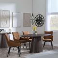 Palma Walnut Oval Dining Set - Ace Orange Fabric Swivel Dining Chair