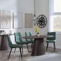 Palma Walnut Oval Dining Set - Corona Green Fabric Chairs